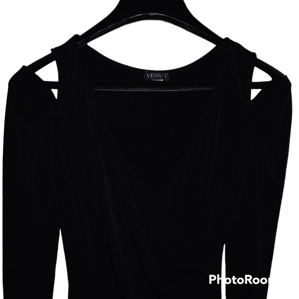 VENUS Black Cold Shoulder Bodycon Dress Women’s Size S - Picture 9 of 14